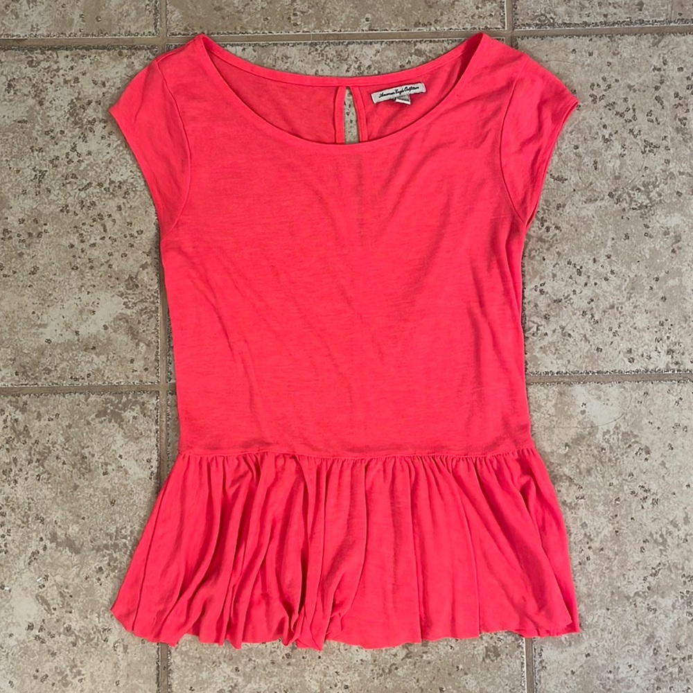 American Eagle Hot Pink Peplum Top
